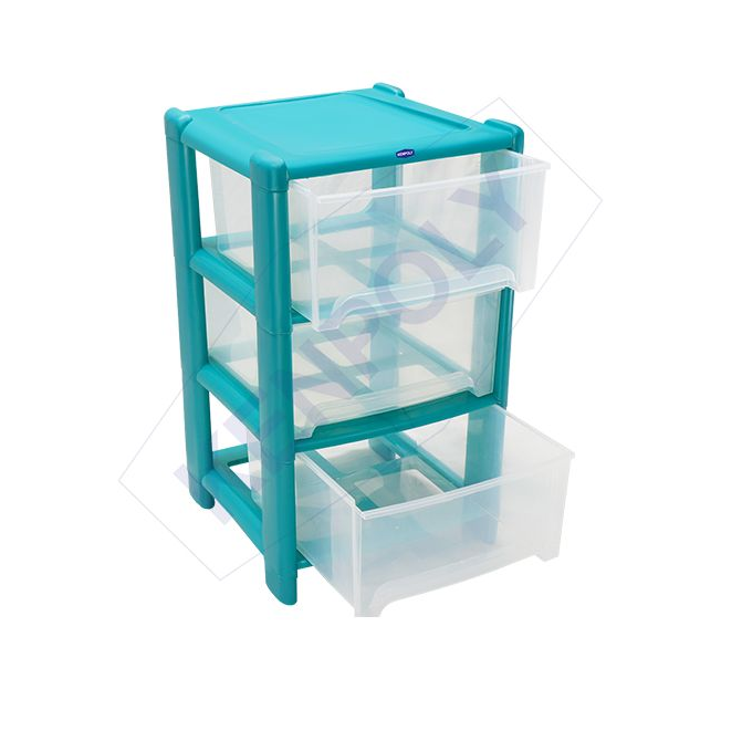 Kenpoly Small Multi-Store-3 Stack Storage Drawer - H653 x W380 x L380 mm  compact drawer unit with three stacks is a versatile storage solution for any space