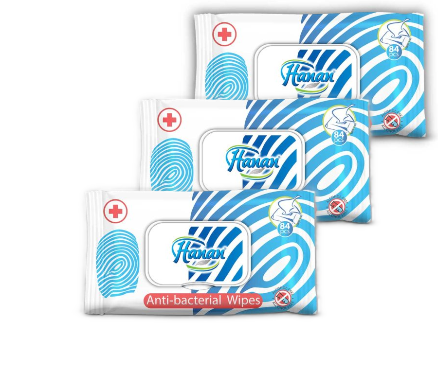 Hanan Sensitive Wipes 72'S and Hanan Antibacterial Wipes 80'S