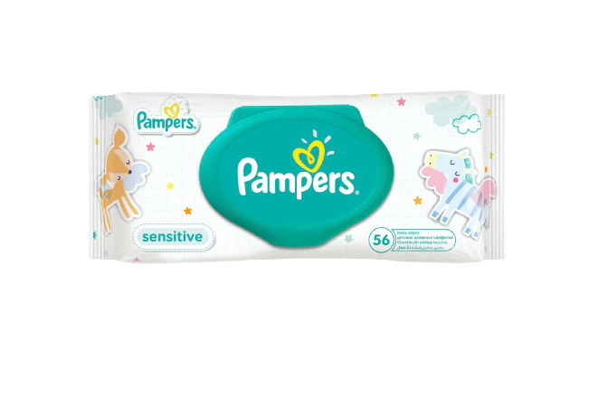 Pampers Baby Wipes Sensitive 56 Pieces - 3 PCS and Pampers Baby Wipes Fresh Clean 64 Pieces - 3 PCS