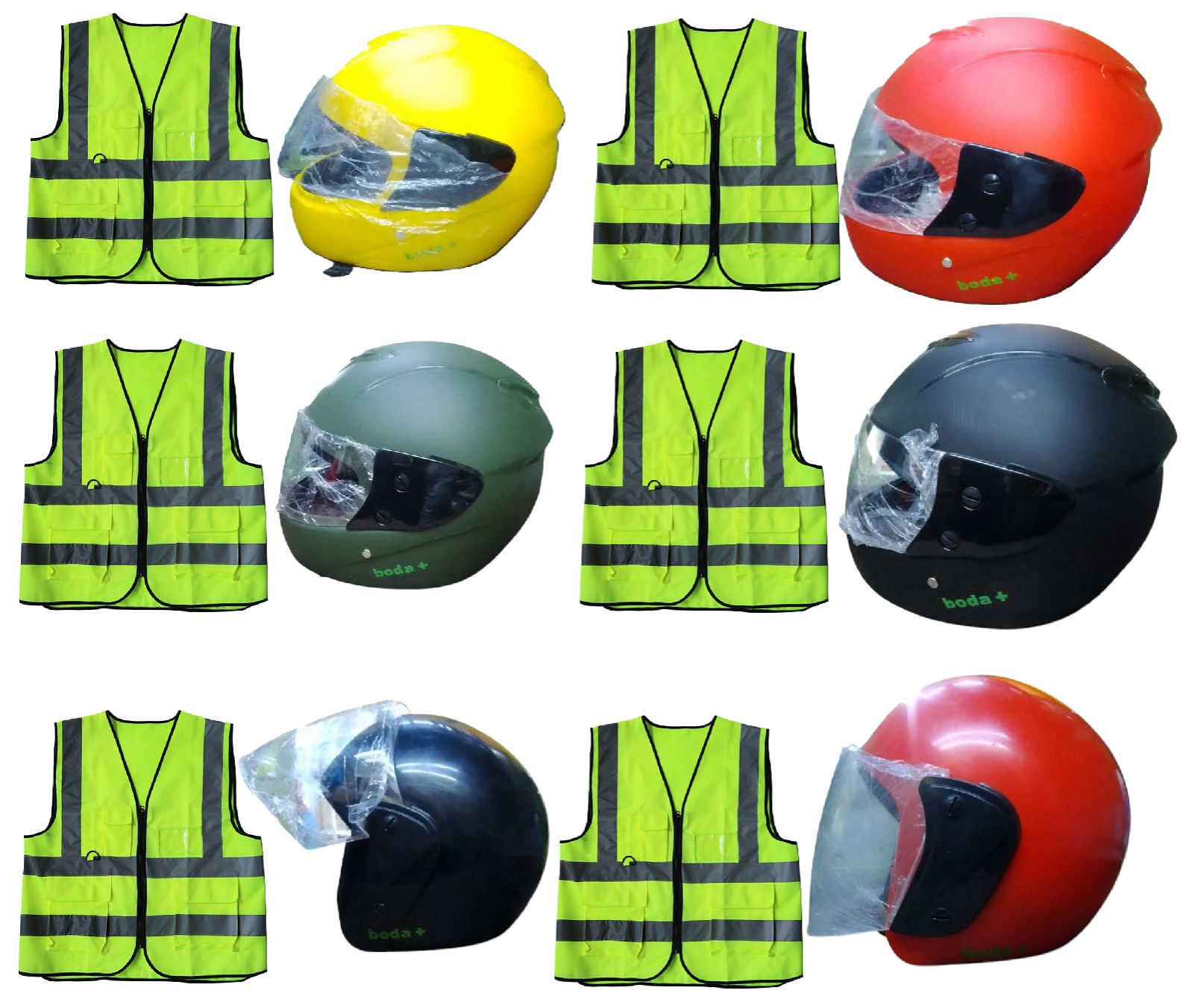 Fashion Safety Reflector Vest / Jackets ( L) - Neon Green and Boda + Motorcycle Full Head & Half Head Helmet