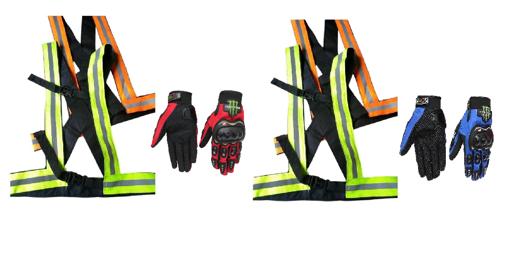 Monster Energy Breathable Motorcycle Full Finger Gloves Off-road Racing and Motorcycle Reflector Straps