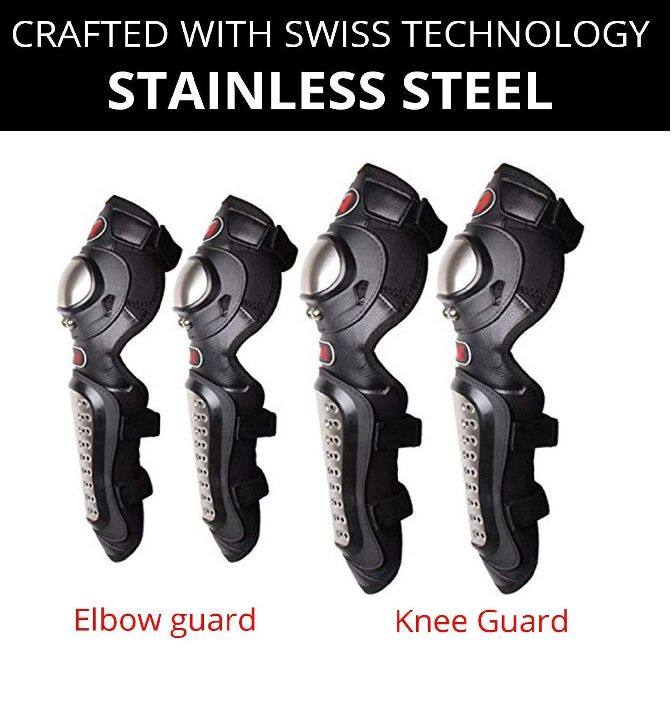 Pro-Biker Motorcycle Off Road Cycling Racing Elbow  and Knee Stainless Steel Metal Guard Protector