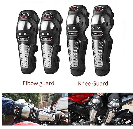 Pro-Biker Motorcycle Off Road Cycling Racing Elbow  and Knee Stainless Steel Metal Guard Protector
