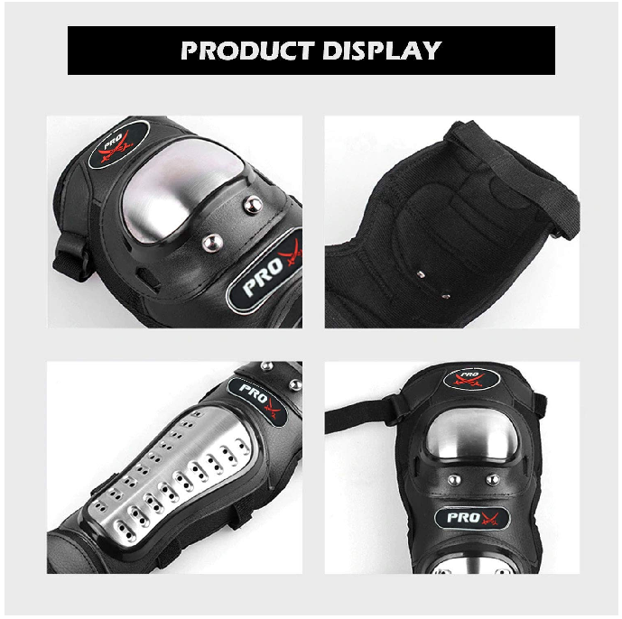 Pro-Biker Motorcycle Off Road Cycling Racing Elbow  and Knee Stainless Steel Metal Guard Protector