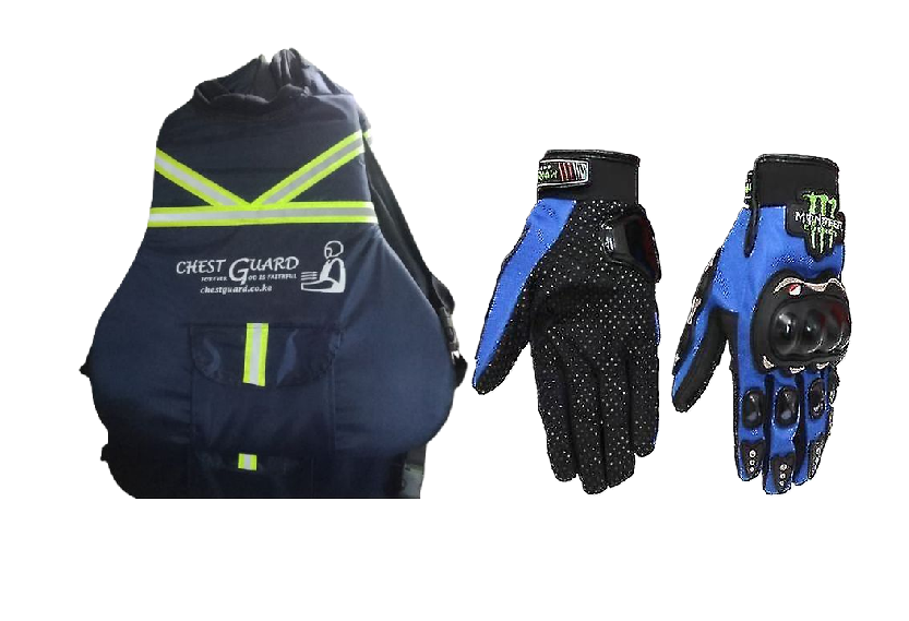 Motorcycle Riders Neck And Chest Guard Vest and Monster Energy Breathable Motorcycle Full Finger Gloves Off-road Racing
