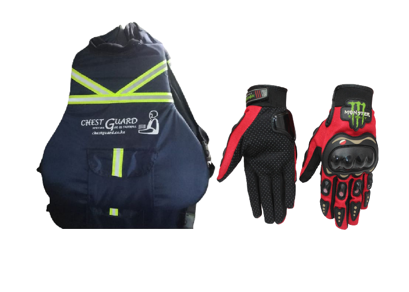 Motorcycle Riders Neck And Chest Guard Vest and Monster Energy Breathable Motorcycle Full Finger Gloves Off-road Racing