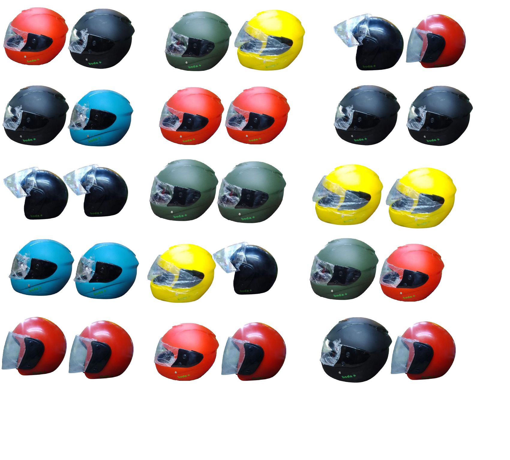 Boda+ Motorcycle Full Head/Face and Half Head/ Face Protective Helmets ( A Pair - 2 PCS)