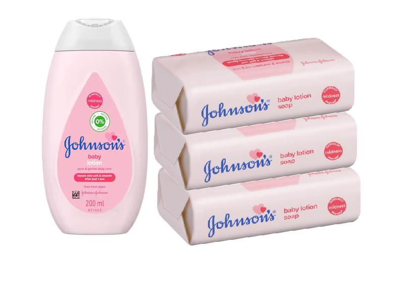 Johnson's Baby Lotion 200ml, Baby oil 200ml & Bedtime oil 200ml and Johnson's Baby Soaps: Baby Lotion Soap 100g-3pcs, Baby Oil Soaps 100g-3pcs & Baby Bedtime Soaps 100g-3pcs