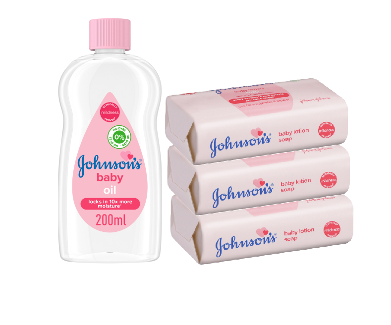 Johnson's Baby Lotion 200ml, Baby oil 200ml & Bedtime oil 200ml and Johnson's Baby Soaps: Baby Lotion Soap 100g-3pcs, Baby Oil Soaps 100g-3pcs & Baby Bedtime Soaps 100g-3pcs