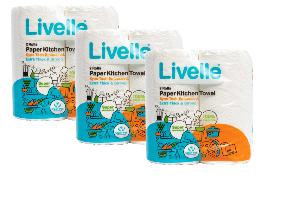 Kitchen Paper Towels Twin Pack: Hanan Twin Pack -3 Packs, Velvex Twin Pack- 3 Packs and Livelle Kitchen Twin packs- 3 Packs