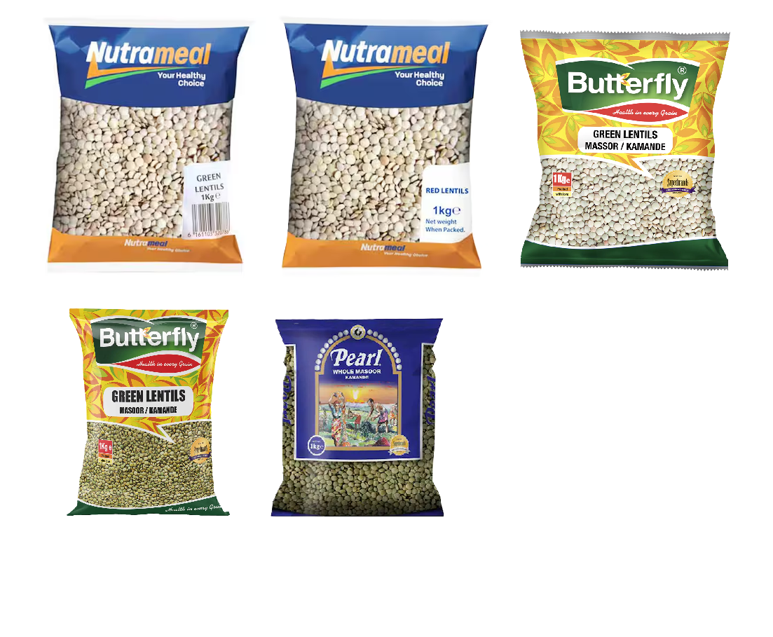 Dried Cereals, Grains & Pulses: Lentils- Red & Green Lentils