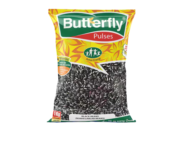 Dried Cereals, Grains & Pulses: Pulses Njahi Black Beans 1Kg From Nutrameal, Butterfly and Pearl Packed in a Well Sealed Waterproof Polythene Paper