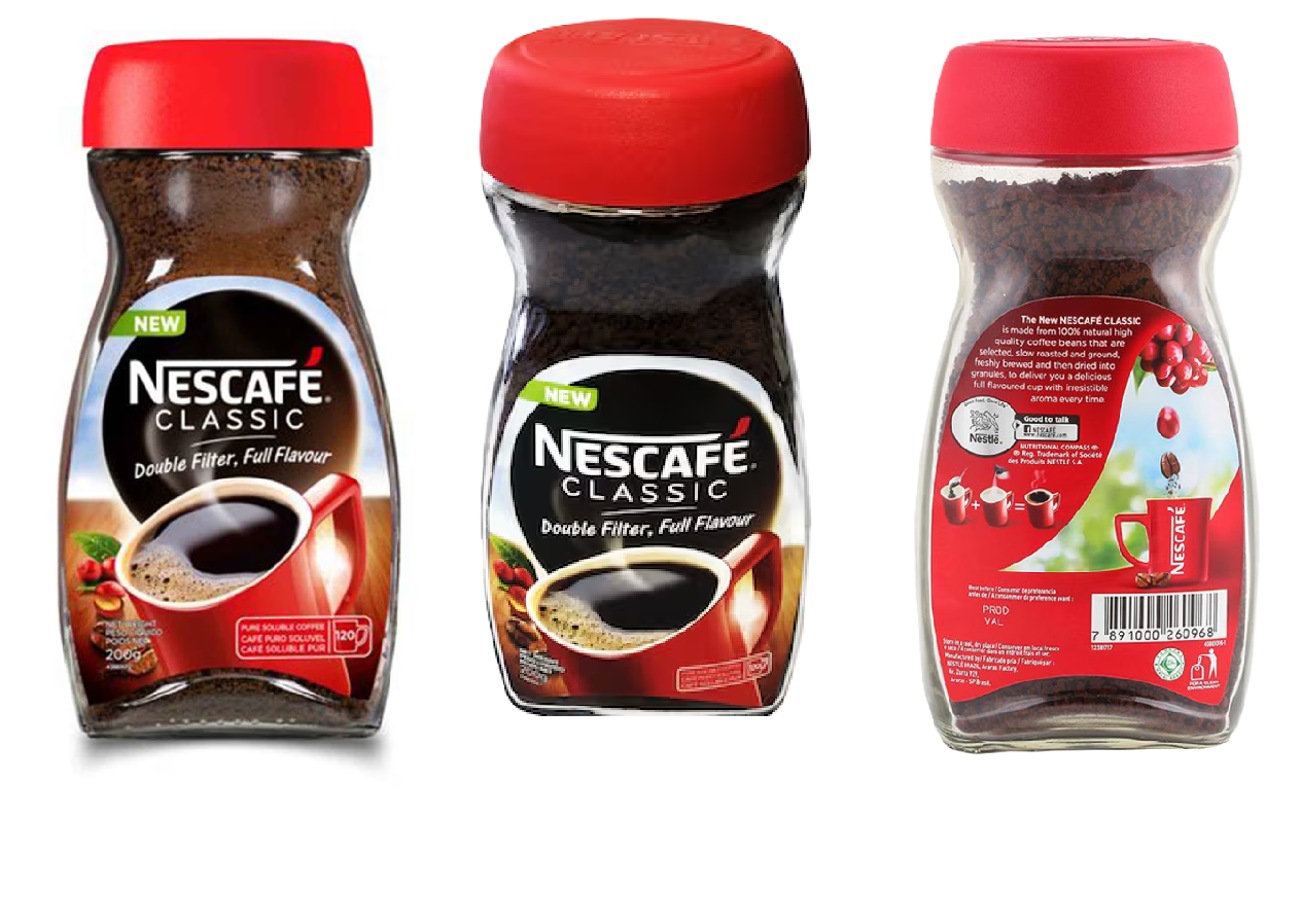 Beverages:Nescafe Classic Instant Coffee Jar packed in 50g, 100g & 200g. Maccoffee Classic Coffee Tins Packed in 50g, 100g & 200g. Nestle Milo Active-Go Chocolate Milk Powder Tins Packed in 100g &400g