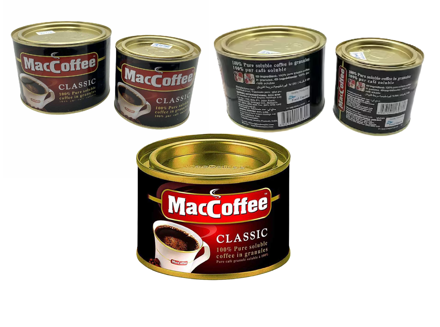 Beverages:Nescafe Classic Instant Coffee Jar packed in 50g, 100g & 200g. Maccoffee Classic Coffee Tins Packed in 50g, 100g & 200g. Nestle Milo Active-Go Chocolate Milk Powder Tins Packed in 100g &400g