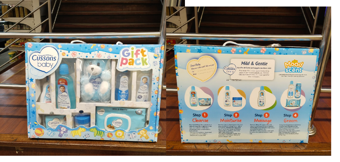 Cussons Baby Mild & Gentle Gift Box and Cussons Baby Soft & Smooth Gift Box complete set of baby toiletries from the  Mild & Gentle and Soft & Smooth range, packed in a nice box.