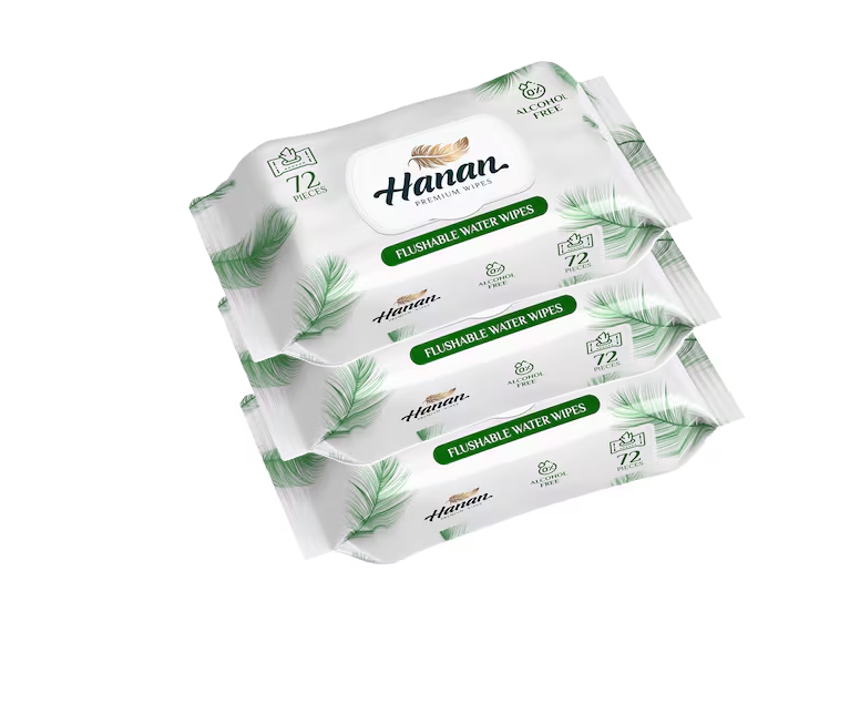Hanan Flushable Water Wipes 72'S and Hanan Water Wipes New Born 72'S