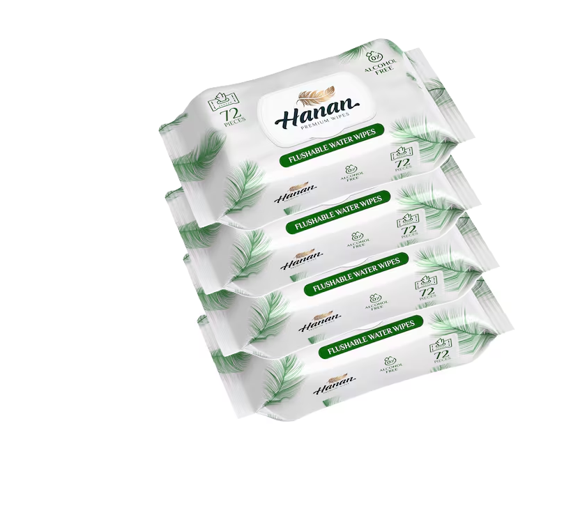 Hanan Flushable Water Wipes 72'S and Hanan Water Wipes New Born 72'S