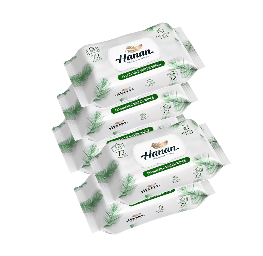 Hanan Flushable Water Wipes 72'S and Hanan Water Wipes New Born 72'S