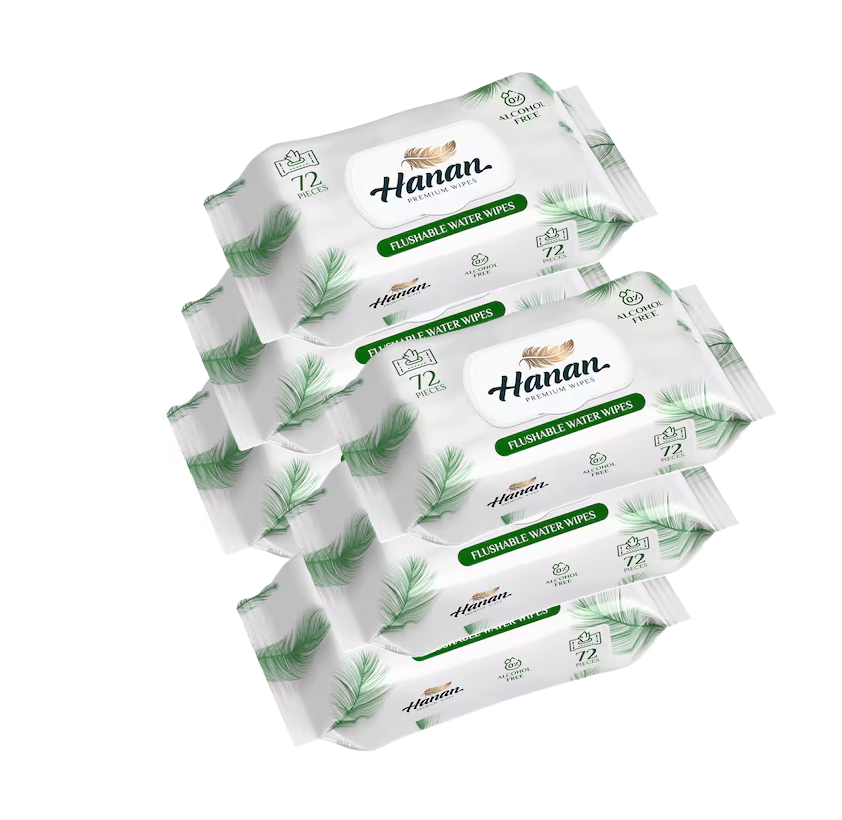 Hanan Flushable Water Wipes 72'S and Hanan Water Wipes New Born 72'S