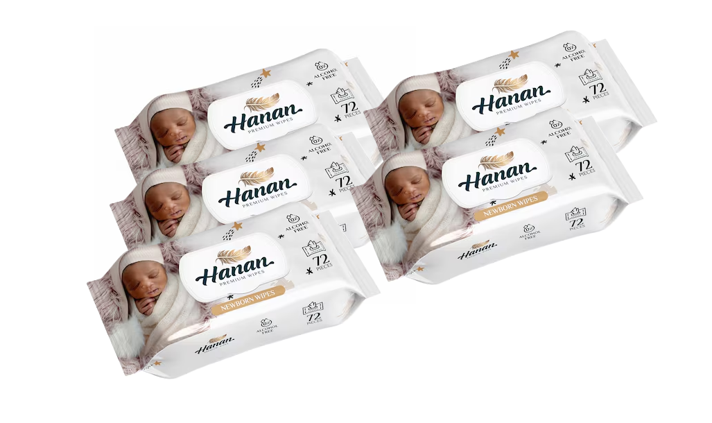 Hanan Flushable Water Wipes 72'S and Hanan Water Wipes New Born 72'S