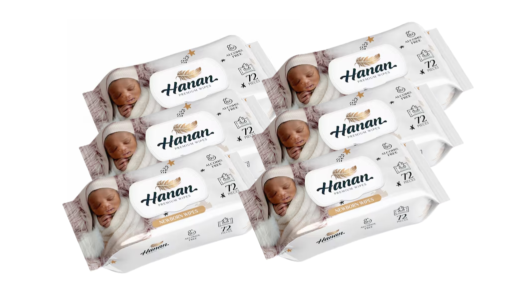 Hanan Flushable Water Wipes 72'S and Hanan Water Wipes New Born 72'S