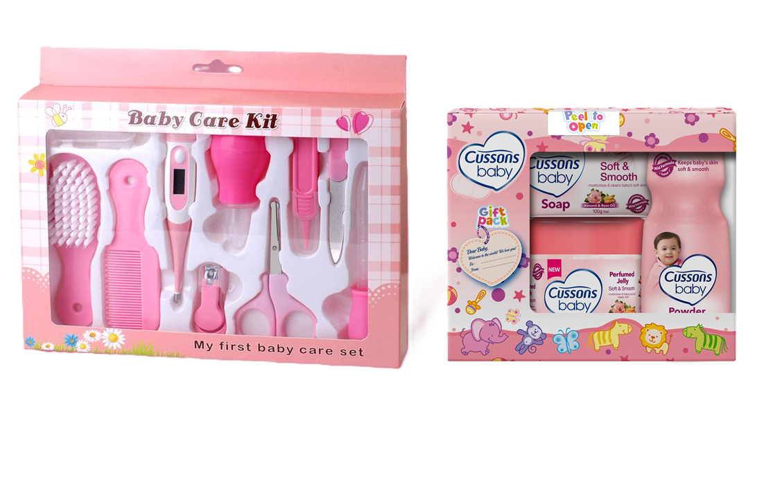 Baby Gift Sets - Baby Grooming Nursery Healthy Kit (Small) - Blue & pink and Cussons Baby Gift Pack - Blue & Pink