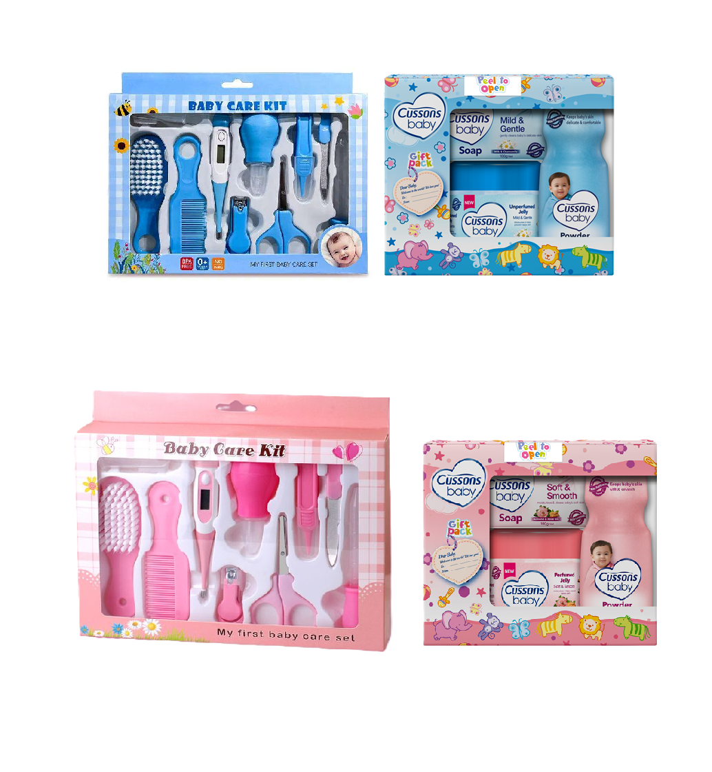 Baby Gift Sets - Baby Grooming Nursery Healthy Kit (Small) - Blue & pink and Cussons Baby Gift Pack - Blue & Pink