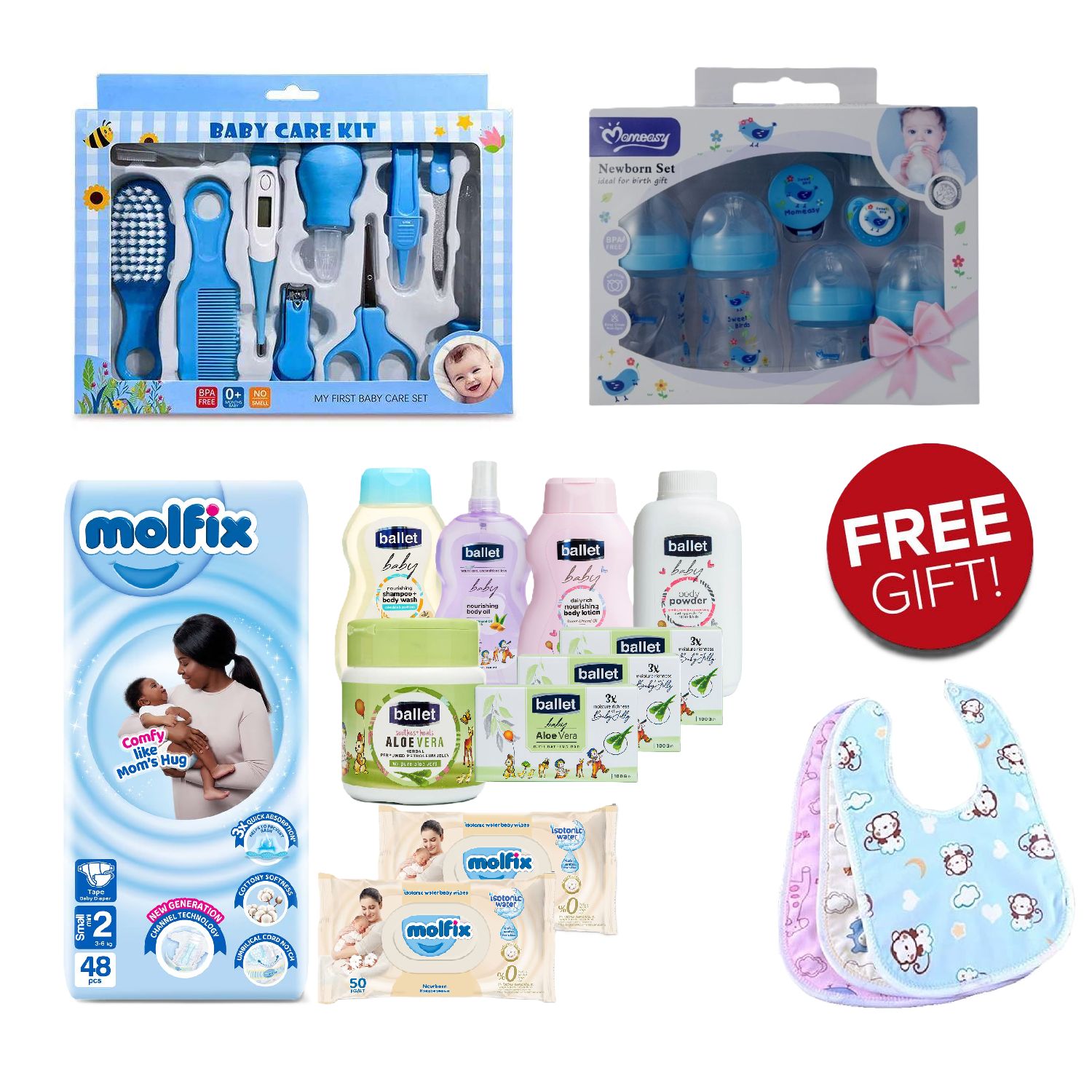 Baby Receiving/ Gift Sets; Grooming Sets, Feeding Sets, Body Care Sets, Baby Changing Set and Free Gifts in every Set