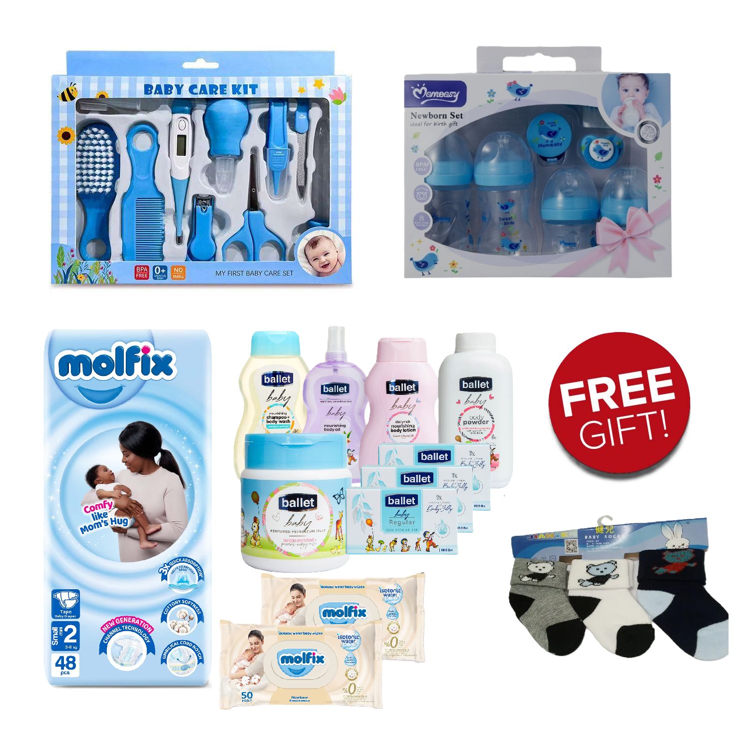 Baby Receiving/ Gift Sets; Grooming Sets, Feeding Sets, Body Care Sets, Baby Changing Set and Free Gifts in every Set