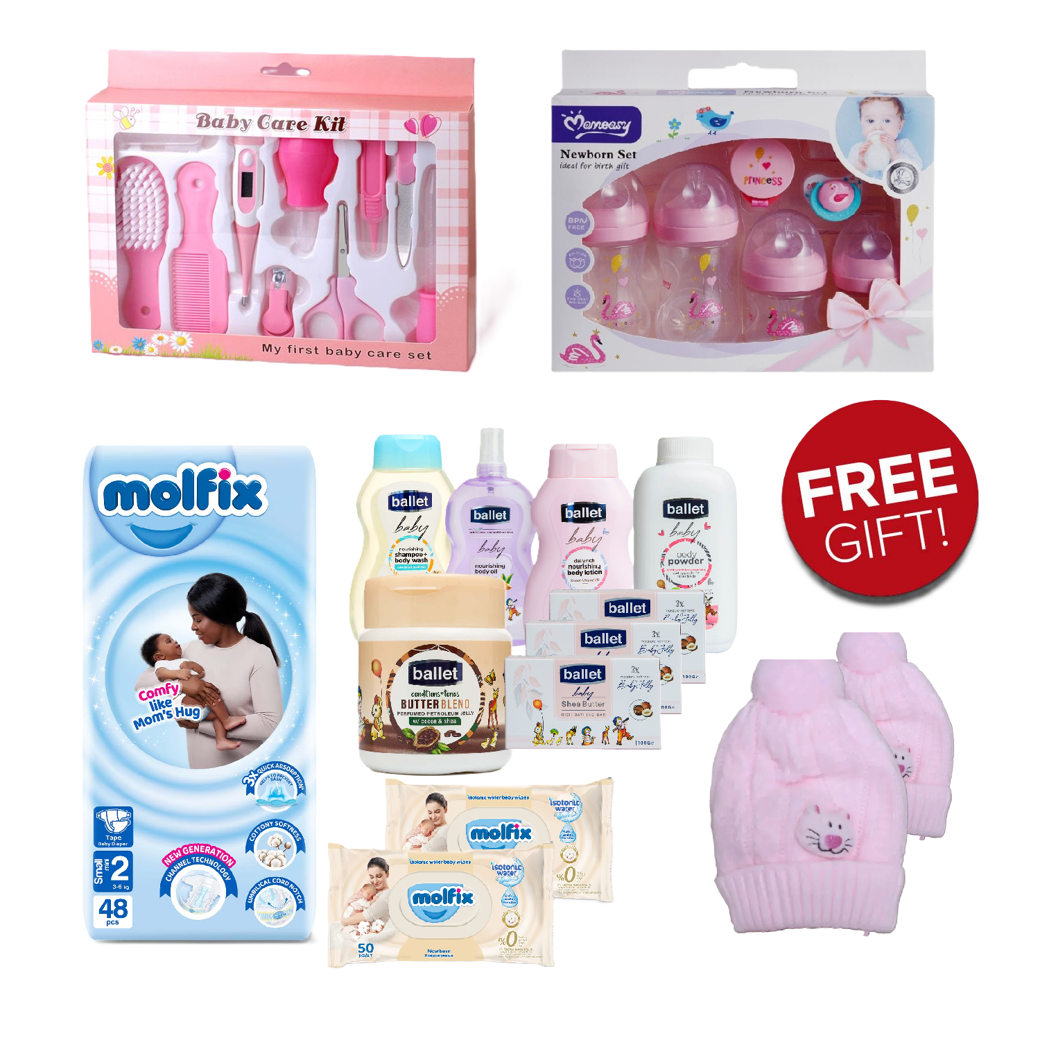 Baby Receiving/ Gift Sets; Grooming Sets, Feeding Sets, Body Care Sets, Baby Changing Set and Free Gifts in every Set