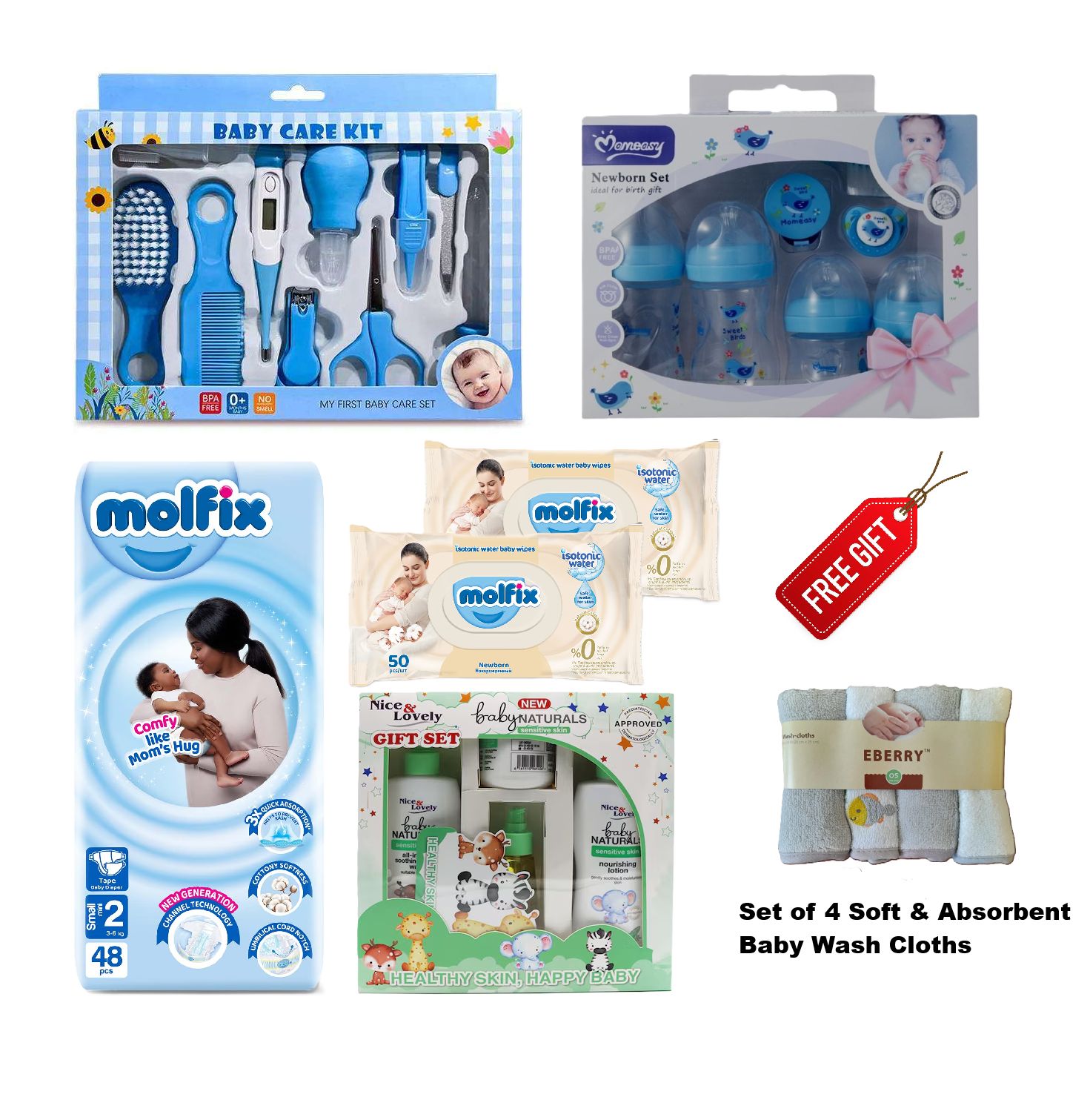 Baby Receiving/ Gift Sets; Grooming Sets, Feeding Sets, Body Care Sets, Baby Changing Set and Free Gifts in every Set