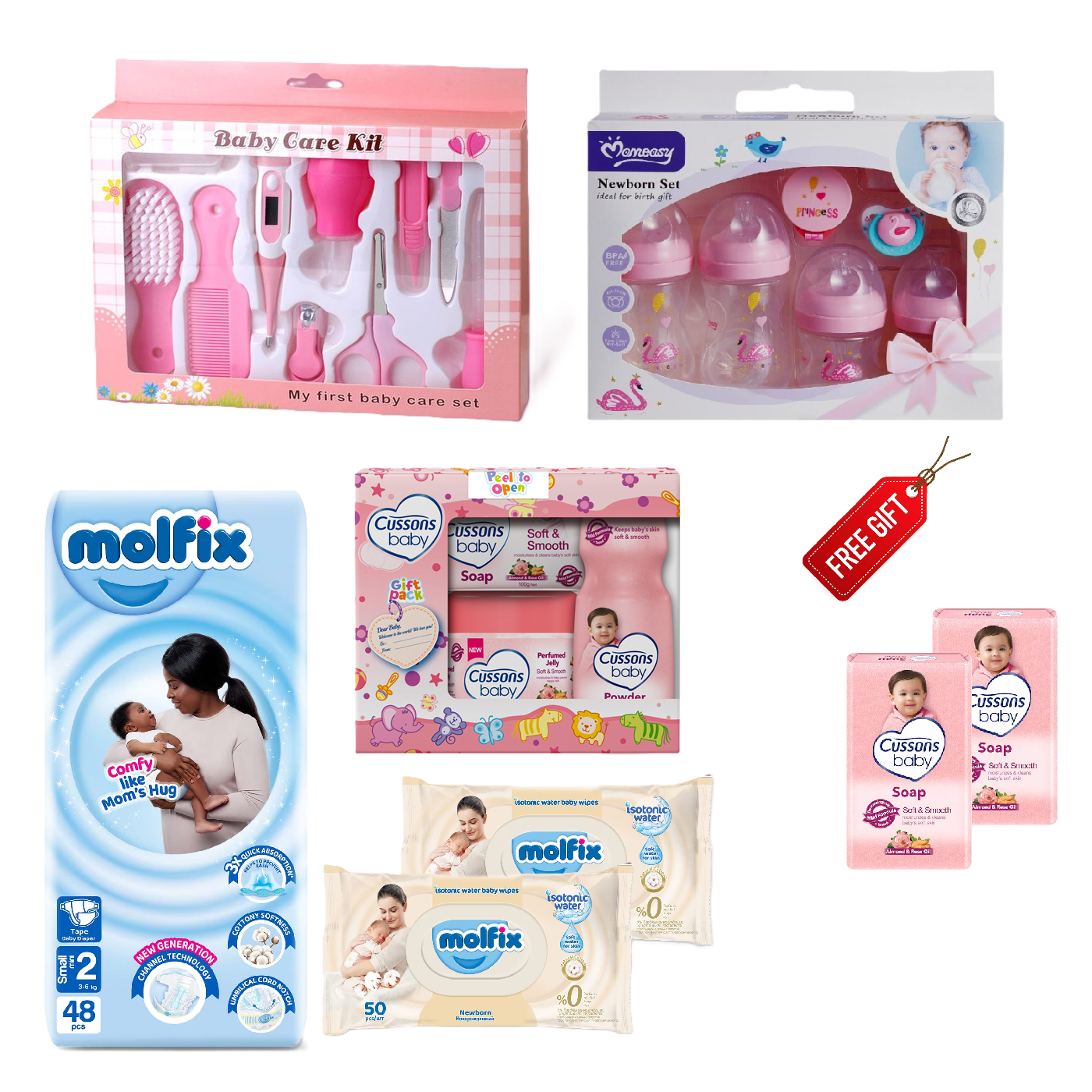 Baby Receiving/ Gift Sets; Grooming Sets, Feeding Sets, Body Care Sets, Baby Changing Set and Free Gifts in every Set