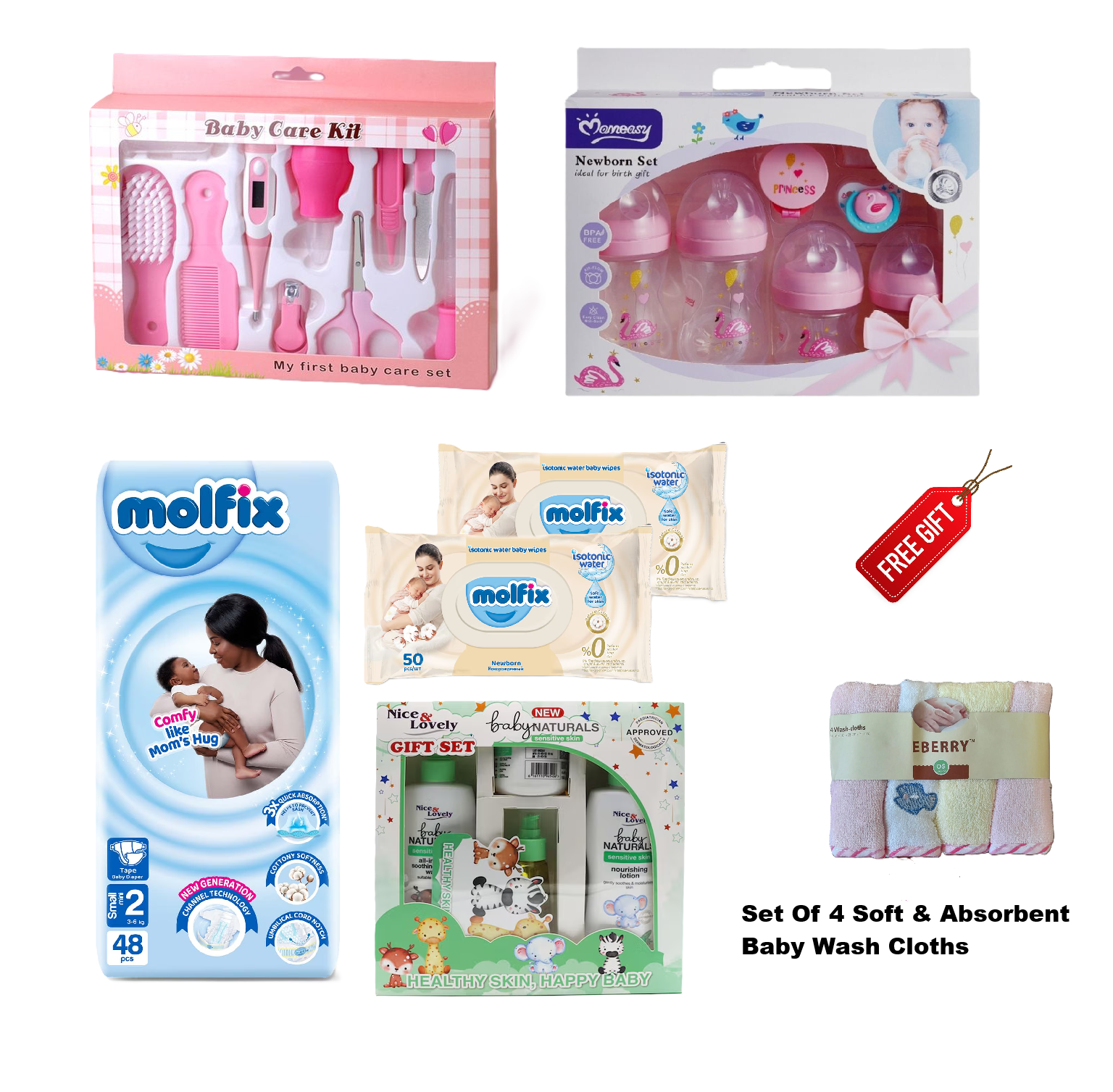 Baby Receiving/ Gift Sets; Grooming Sets, Feeding Sets, Body Care Sets, Baby Changing Set and Free Gifts in every Set