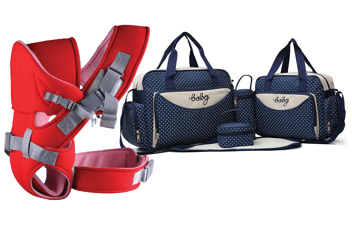 A comfortable, Warm and Classic Baby Carrier and 5 in 1 Elegant Baby Diaper Bag