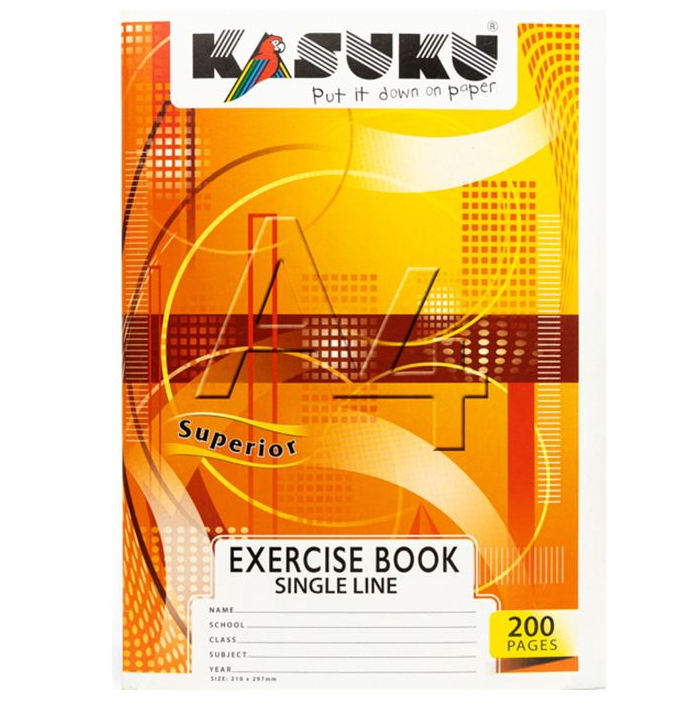 Kasuku A4 200 Pages Exercise Books Single line/ Ruled 11 Books and 1 Book Squared.