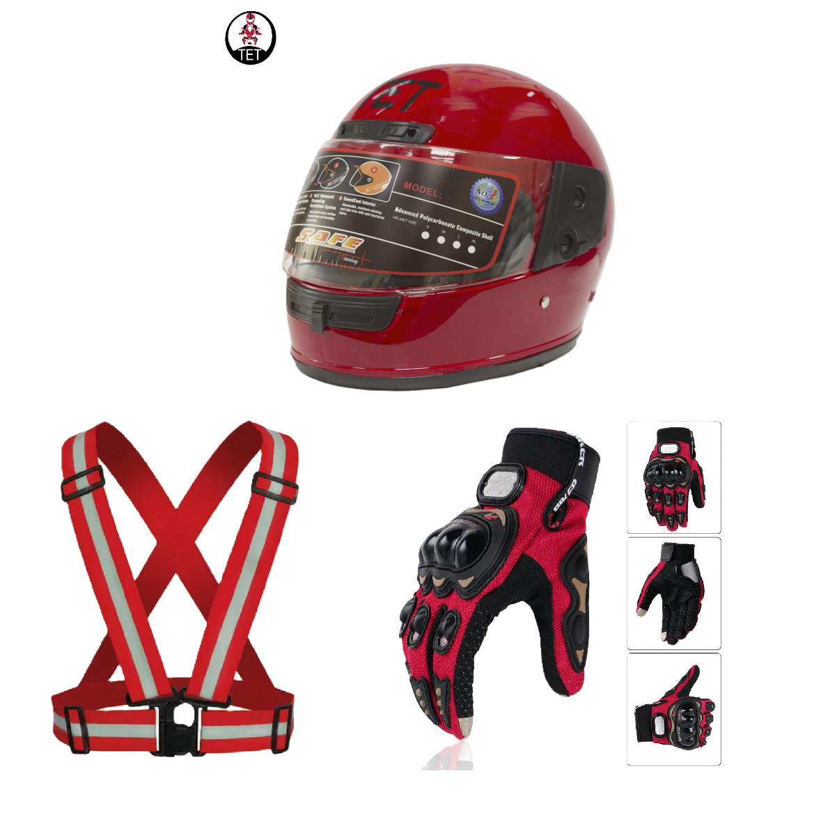 Motorcycle Protective Gears: Reflective Straps, Gloves and Helmet