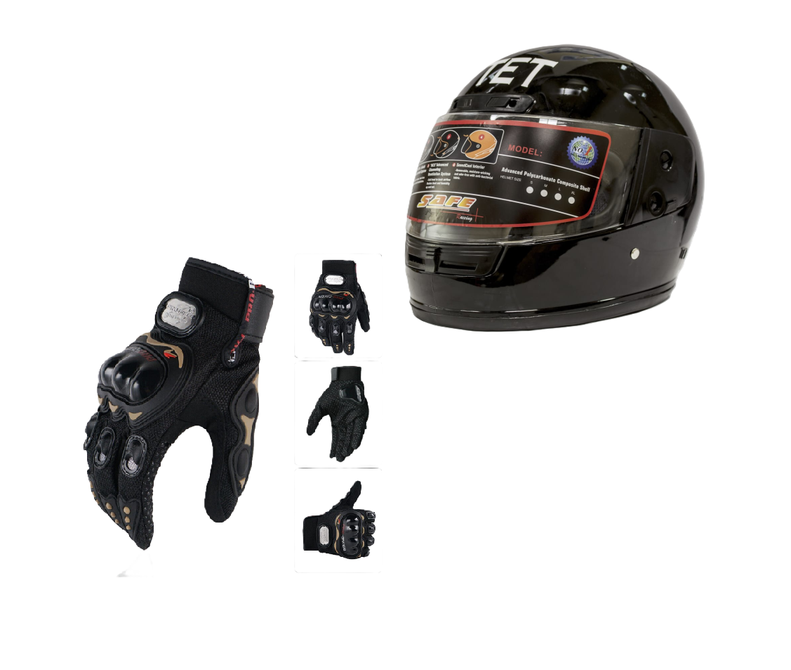 Motorcycle Protective Gears: Reflective Straps, Gloves and Helmet