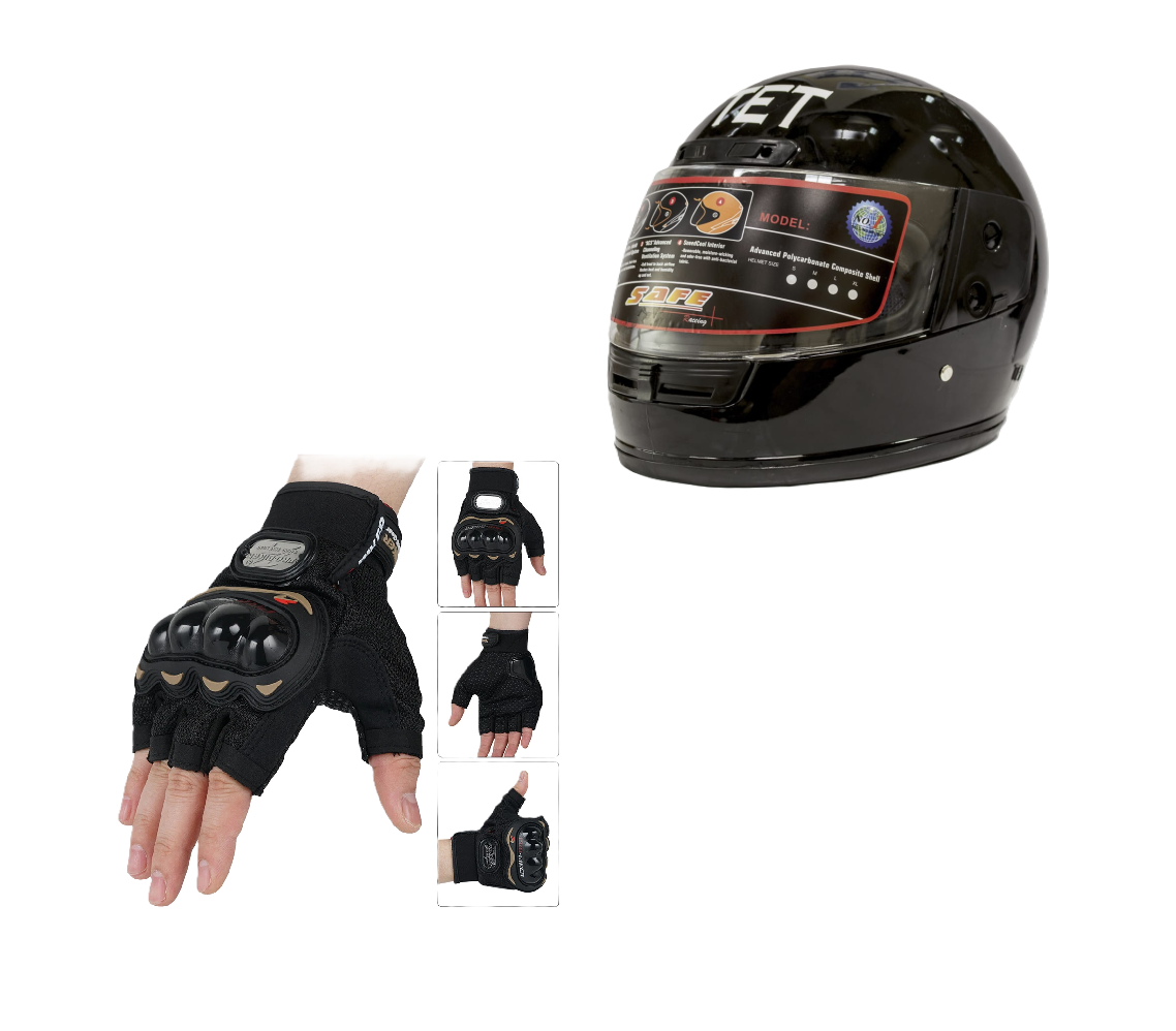 Motorcycle Protective Gears: Reflective Straps, Gloves and Helmet