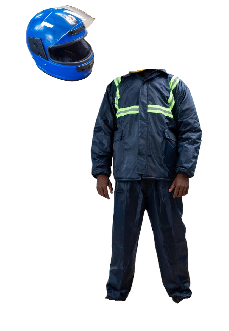 Motorcycle Riding Suit Navy Blue/ Black, Boda+ Half Head Black Helmet and Full Fingers Motorcycle Riding Gloves Set