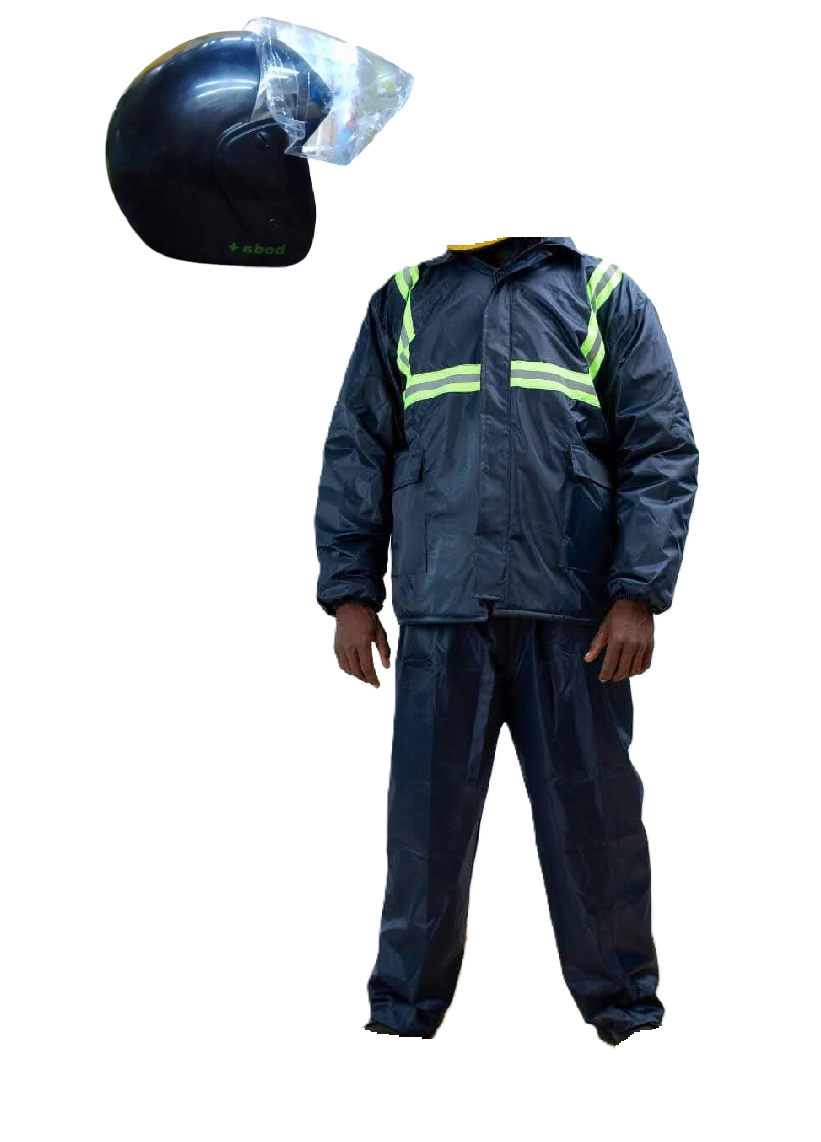Motorcycle Riding Suit Navy Blue/ Black, Boda+ Half Head Black Helmet and Full Fingers Motorcycle Riding Gloves Set