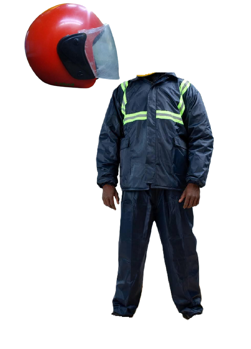 Motorcycle Riding Suit Navy Blue/ Black, Boda+ Half Head Black Helmet and Full Fingers Motorcycle Riding Gloves Set