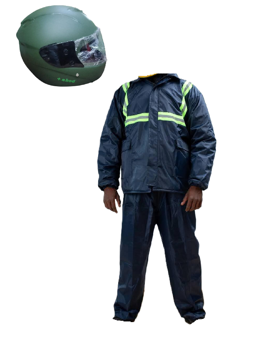 Motorcycle Riding Suit Navy Blue/ Black, Boda+ Half Head Black Helmet and Full Fingers Motorcycle Riding Gloves Set