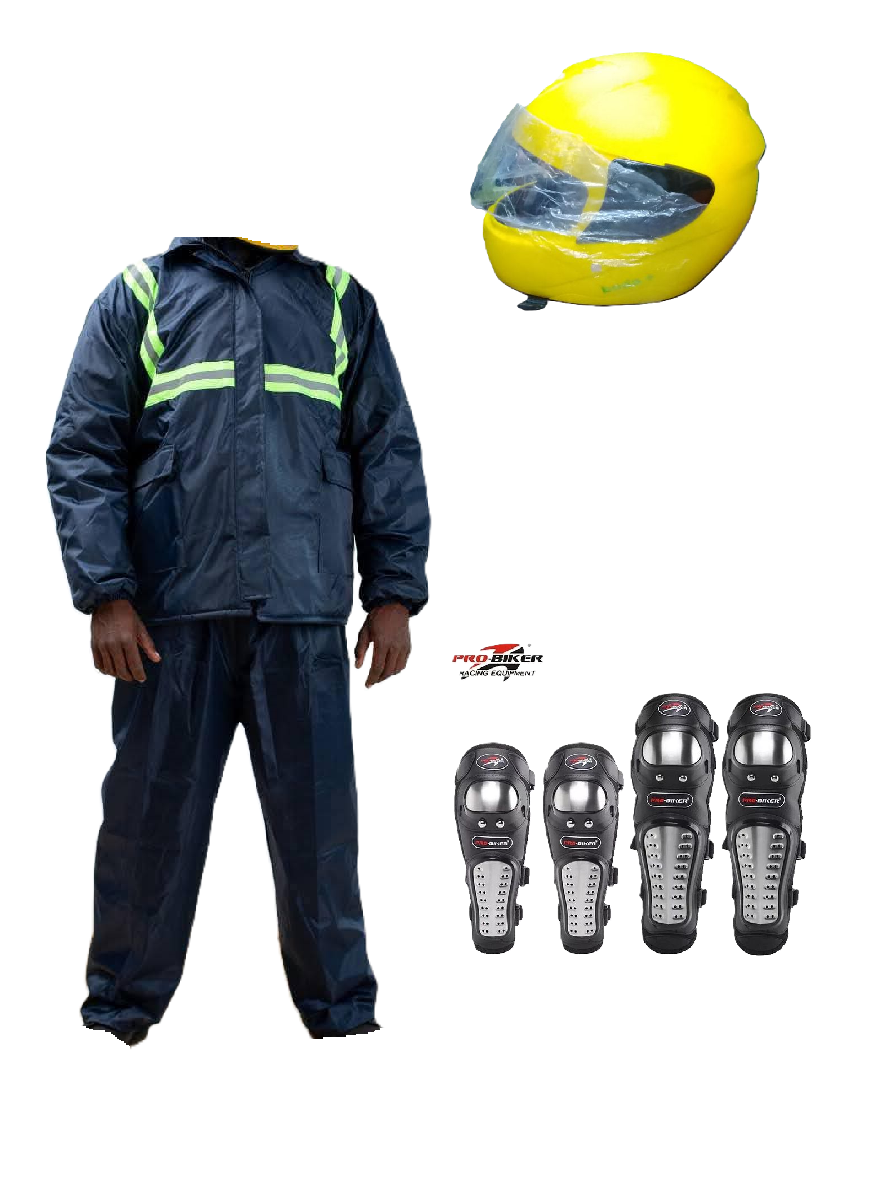 Motorcycle Riding Suit Navy Blue/ Black, Boda+ Half Head Black Helmet and Full Fingers Motorcycle Riding Gloves Set