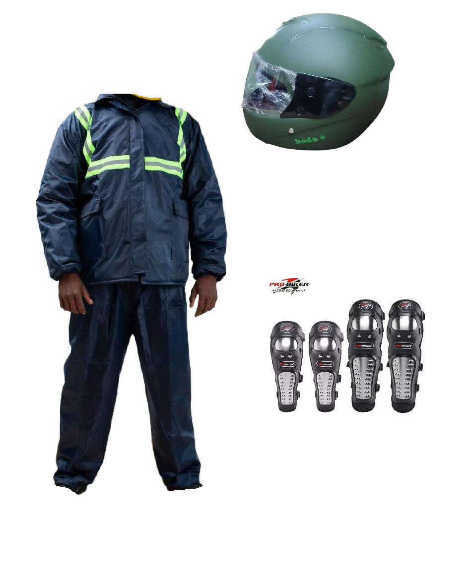 Motorcycle Riding Suit Navy Blue/ Black, Boda+ Half Head Black Helmet and Full Fingers Motorcycle Riding Gloves Set