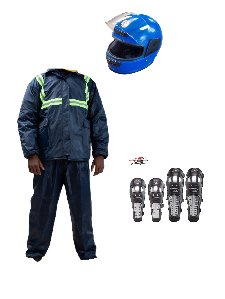 Motorcycle Riding Suit Navy Blue/ Black, Boda+ Half Head Black Helmet and Full Fingers Motorcycle Riding Gloves Set