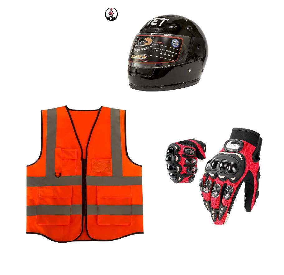 Motorcycle Riding Safety and Protective Gears. Ranges from single to 3 piece Combo