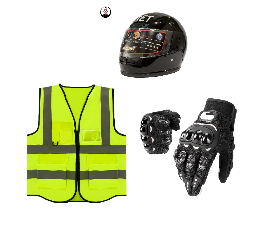 Motorcycle Riding Safety and Protective Gears. Ranges from Single Safety Gears to 3 Pieces Combo