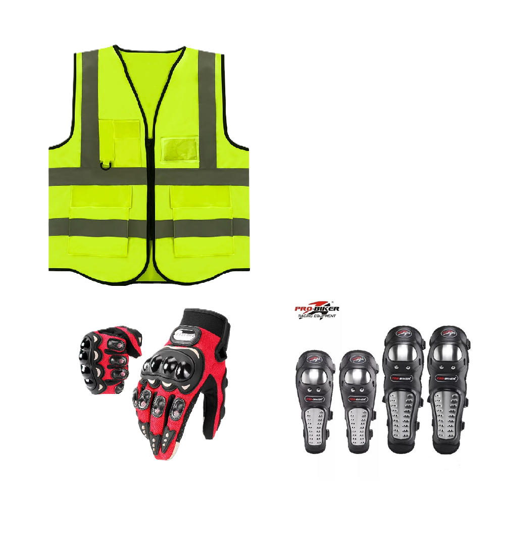 Motorcycle Riding Safety and Protective Gears. Ranges from Single Safety Gears to 3 Pieces Combo