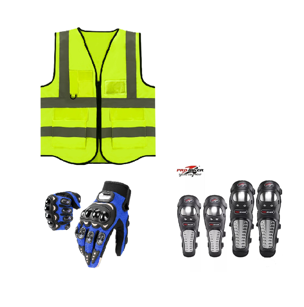 Motorcycle Riding Safety and Protective Gears. Ranges from Single Safety Gears to 3 Pieces Combo