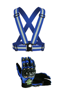 Motorcycle Vision and Safety Grip Safety Gears: Reflective Straps and Full/Half Riding Gloves